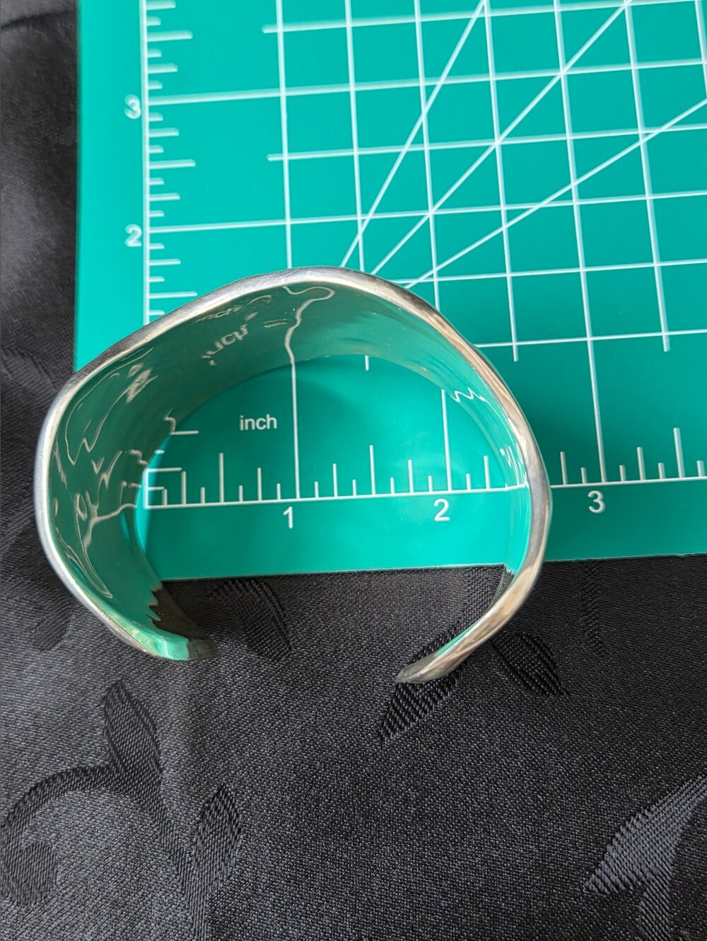 Vintage Sterling Silver Ribbed Beveled Wavy 4cm Wide Cuff Statement Bracelet 64g - Picture 14 of 17